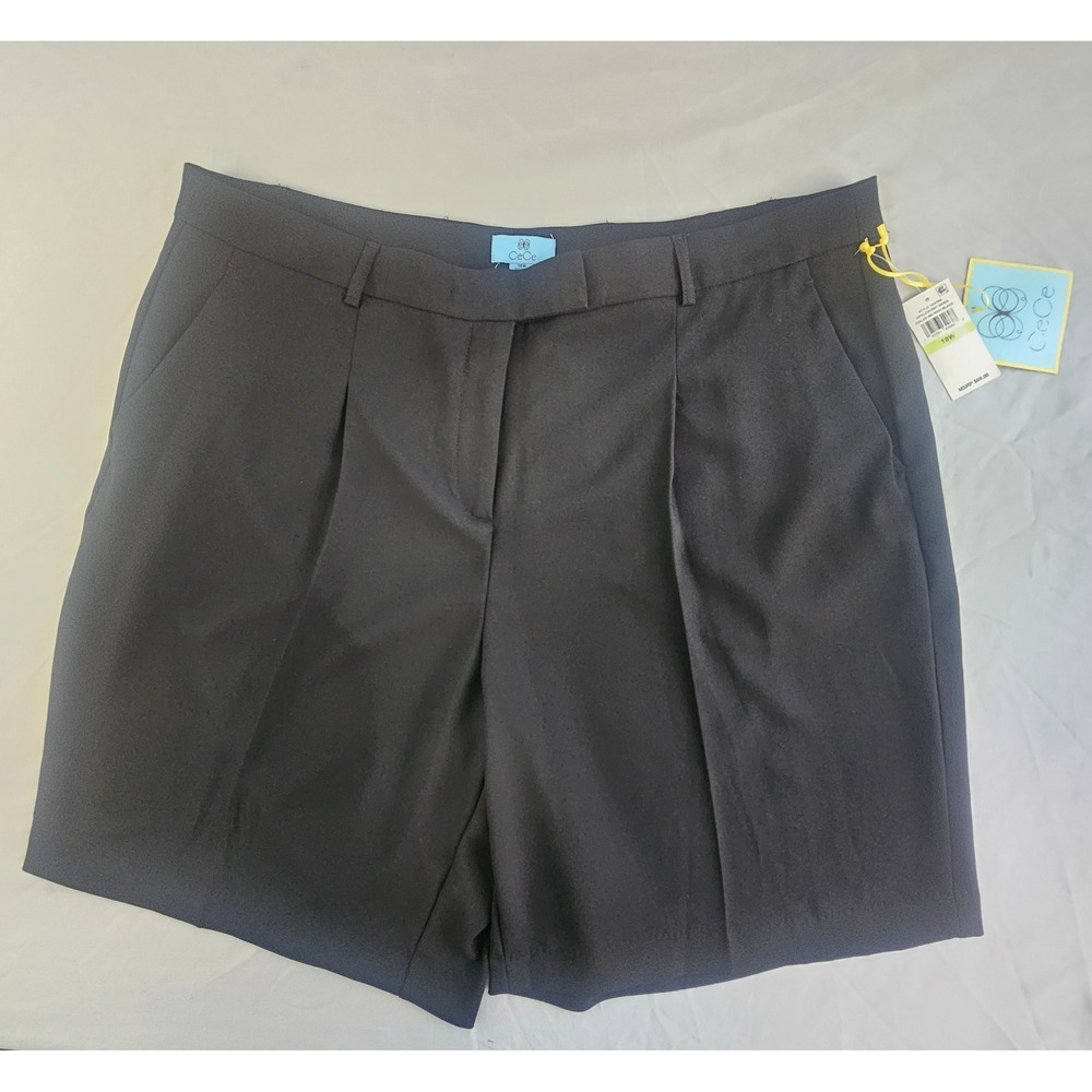 CeCe Opalescent Skies Black Pleated Shorts Plus Size Women's 18W NWT L312 - Picture 1 of 5
